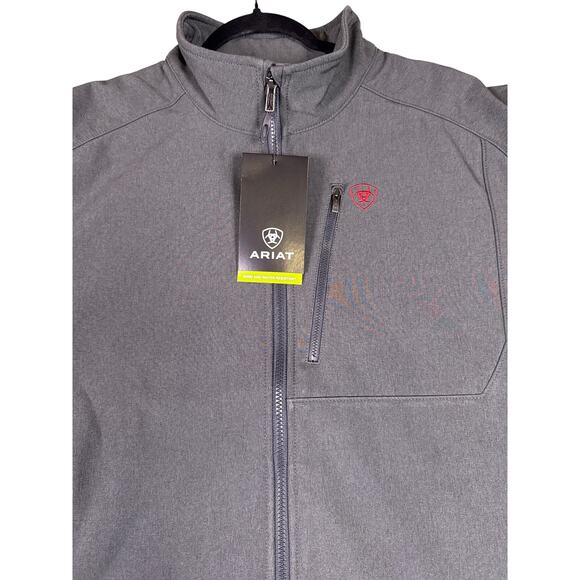 Ariat Logo 2.0 Softshell Jacket Mens Extral Large XL Grey American Flag 10041618 - Picture 7 of 12